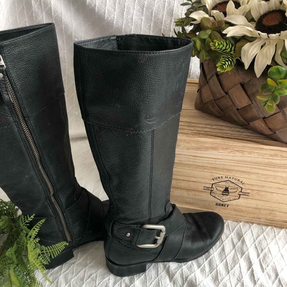 Fossil Black Leather Riding Boots